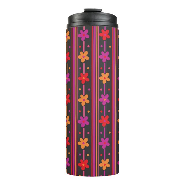 Bright floral stripe  thermal tumbler (Front)
