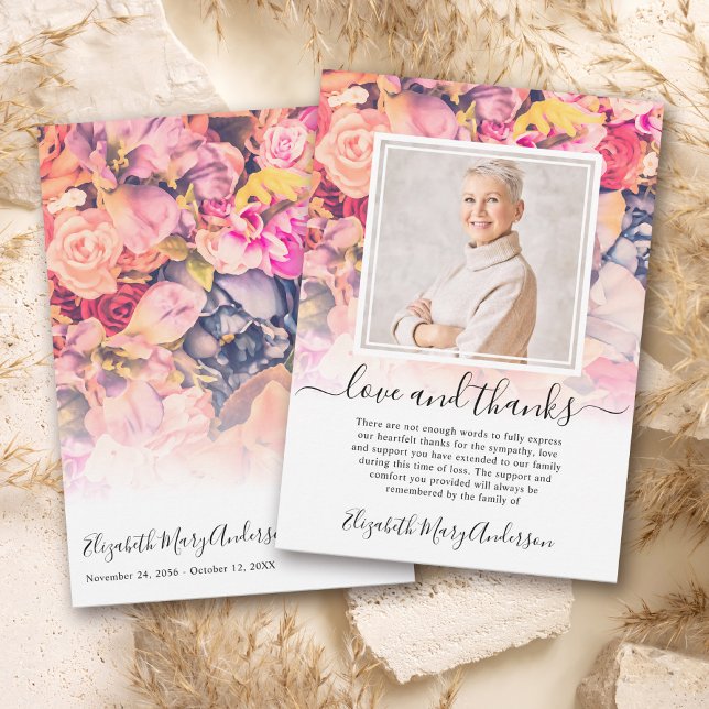 Bright Floral Thank You Bereavement Photo (Creator Uploaded)