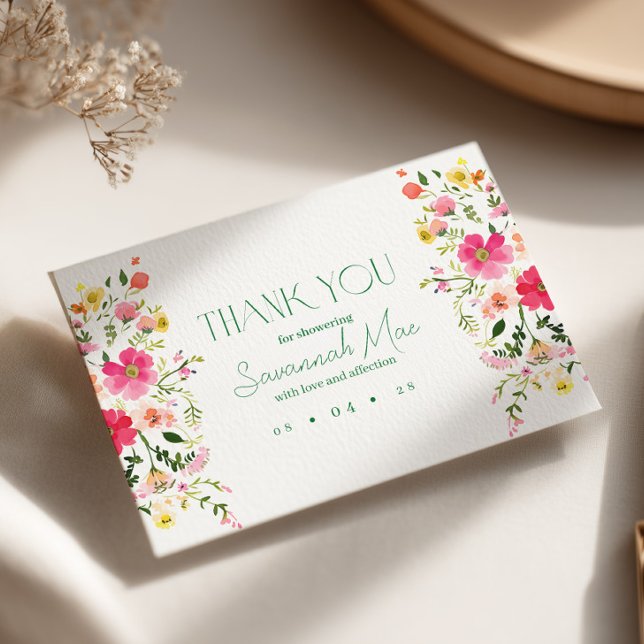 Bright Floral Thank You Card | Colourful shower (Creator Uploaded)