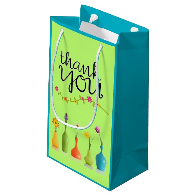 Bright Floral Thank You Gift Bag (Back Angled)