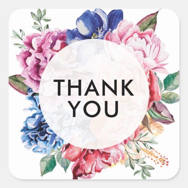 Bright floral thank you stickers (Front)