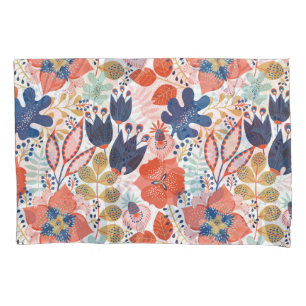 Bright floral vintage: Scandinavian style. Pillowcase