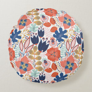 Bright floral vintage: Scandinavian style. Round Cushion