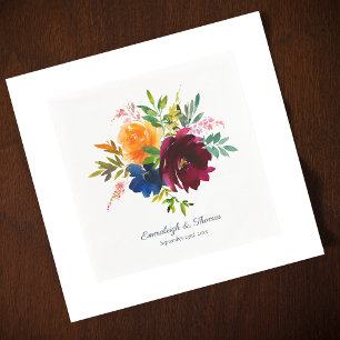 Bright Floral Watercolor  Napkin