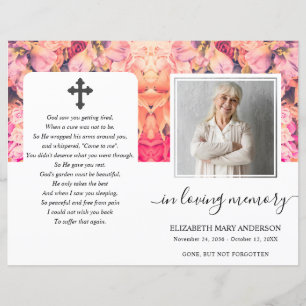 Bright Floral Watercolor Photo Funeral Program