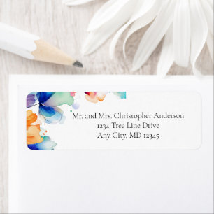 Bright Floral Watercolor Wedding Return Address