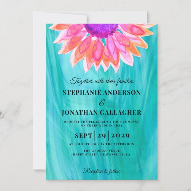 Bright Floral Wedding Invitation (Front)