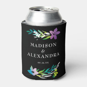 Bright Floral Wedding Names & Date Can Cooler