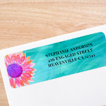 Bright Floral Wedding  Return Address Label<br><div class="desc">This colorful Wedding Return Address Label is decorated with an original watercolor painting of a flower in shades of pink and purple on a turquoise background. Easily customizable with your names and address. Use the Customize Further option to change the text size, style or color if you wish. Because we...</div>