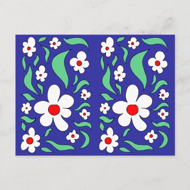 Bright Floral White Rose Postcard (Front)