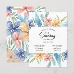 Bright Floral Wicca Baby Saining Ceremony Invitation
