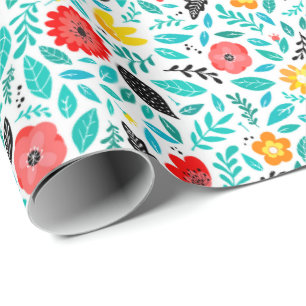 Bright Floral Wrapping Paper   Green