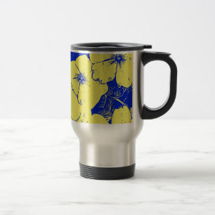 Bright Floral Yellow Blue Motif Travel Mug