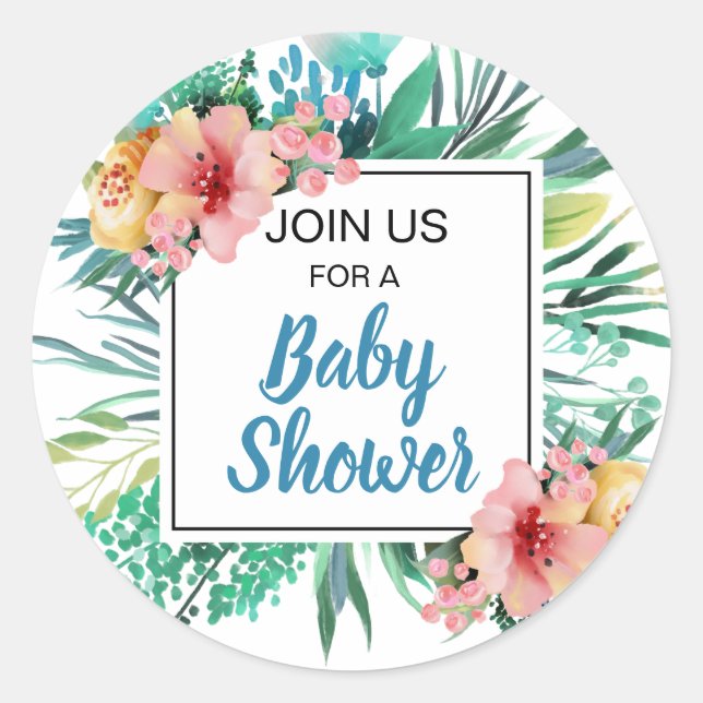 BRIGHT FLORALS & GREENERY CLASSIC ROUND STICKER (Front)