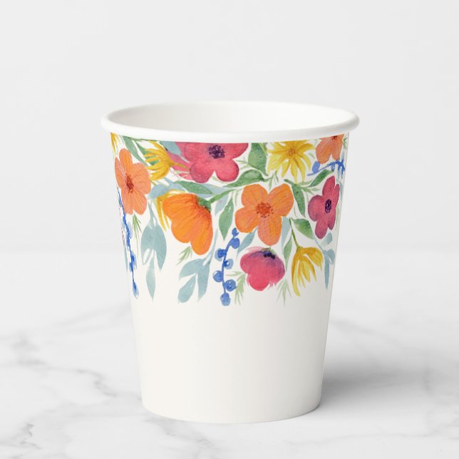 Bright Florals in Watercolor Paper Cups (Back)