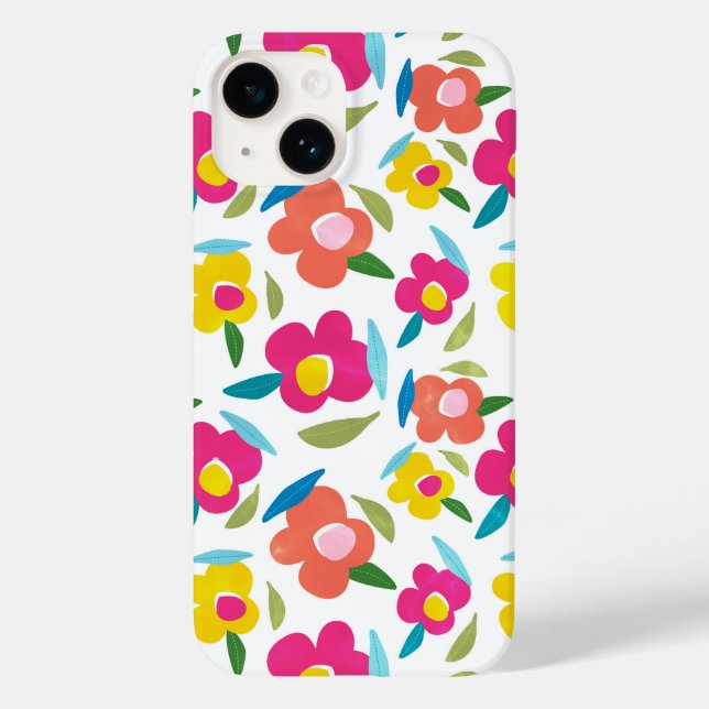 Bright Florals on White Case-Mate iPhone Case (Back)