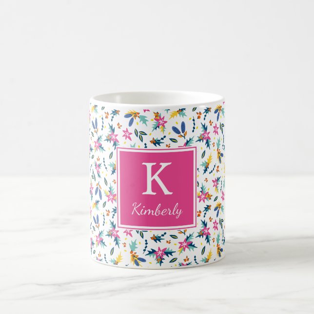 Bright Florals Personalised Mug (Center)