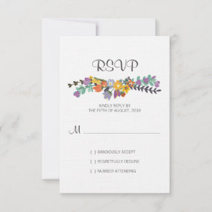 Bright Florals Spring Wedding RSVP Card