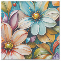 Bright Flower Fabric | Colorful Botanical Floral