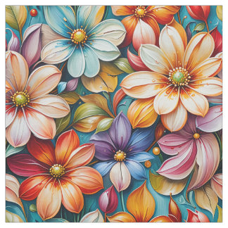 Bright Flower Fabric | Colorful Botanical Floral