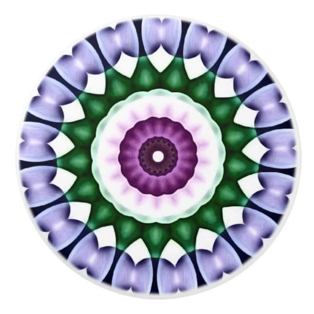 Bright Flower Kaleidoscope with Chrome Overlay Ceramic Knob (Front)