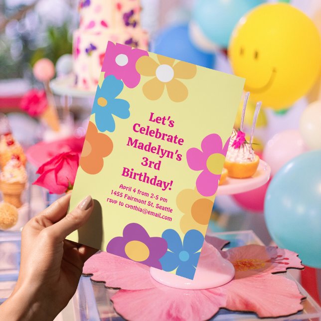 Bright Flower Power Birthday Invitation (Creator Uploaded)