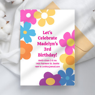 Bright Flower Power Birthday Invitation