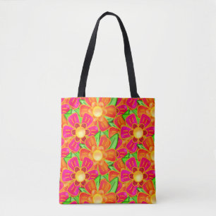 Bright Flower Power for a Modern Unique Hippie Tote Bag