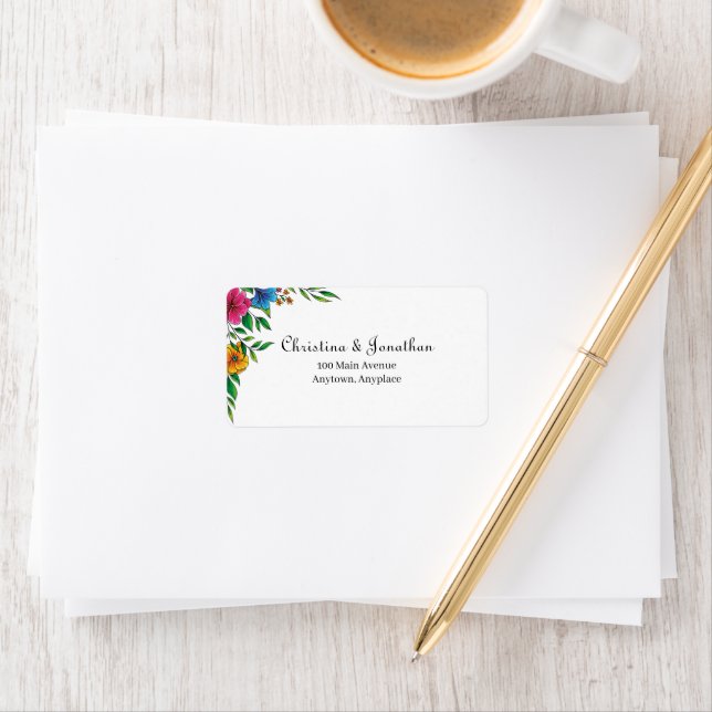 Bright Flower Spring Summer Wedding Return Address Label (Insitu)
