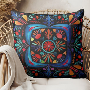 Bright Flowered Throw Pillow