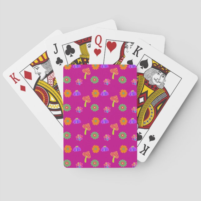 Bright flowers a mushrooms playing cards (Back)