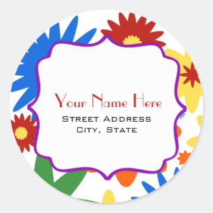 Bright Flowers Address Sticker