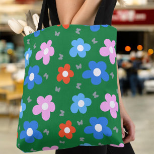 Bright Flowers and Butterflies Tote Bag