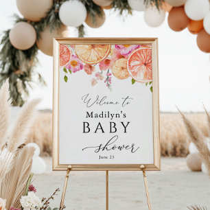 Bright Flowers and Citrus Baby Shower Welcome Poster