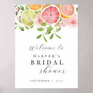 Bright Flowers and Citrus Bridal Shower Welcome  Poster