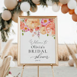Bright Flowers and Citrus Bridal Shower Welcome Poster<br><div class="desc">Welcome guests to your bridal shower with this beautiful sign,  featuring bright pink flowers and citrus fruit.  Add the guest of honour's name,  shower date and custom welcome text using the fields provided.</div>