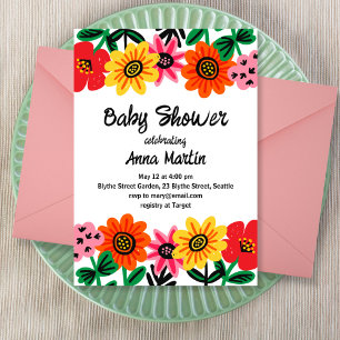Bright Flowers Baby Shower Invitation
