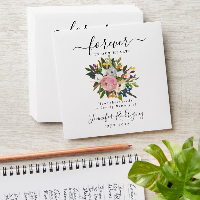 Bright Flowers Boho Seed Packet Memorial Funeral Envelope (Stacked)