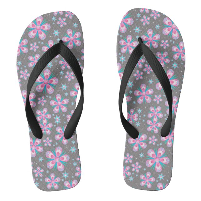 Bright Flowers Flip Flops (Footbed)