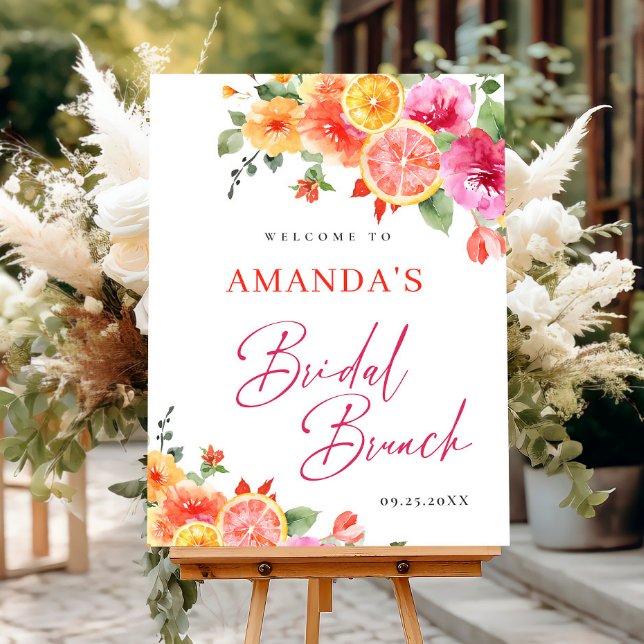 Bright Flowers Floral Citrus Bridal Brunch WELCOME Poster (Creator Uploaded)