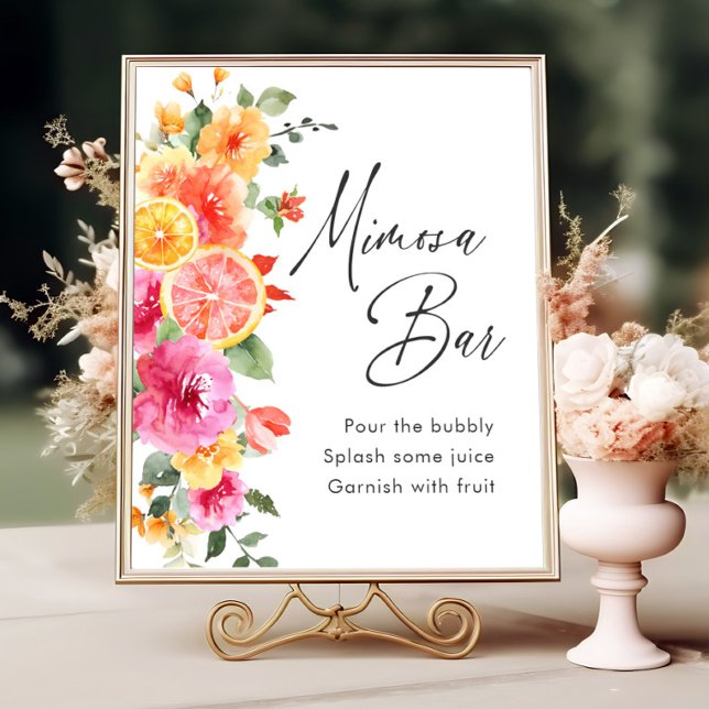 Bright Flowers Floral Citrus Bridal Mimosa Bar Poster (Creator Uploaded)
