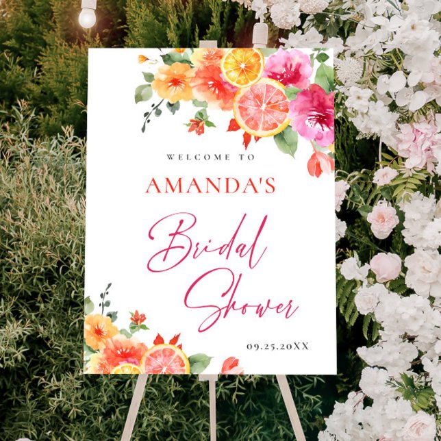 Bright Flowers Floral Citrus Bridal Shower WELCOME Poster (Creator Uploaded)