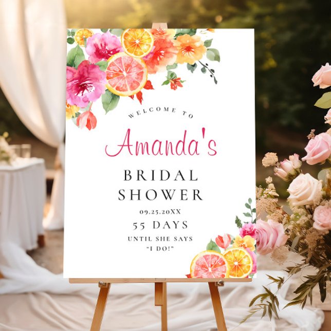 Bright Flowers Floral Citrus Bridal Shower WELCOME Poster (Creator Uploaded)