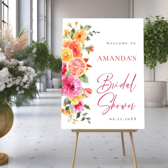 Bright Flowers Floral Citrus Bridal Shower WELCOME Poster (Creator Uploaded)