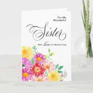 Bright Flowers for Sister On Mother's Day Card