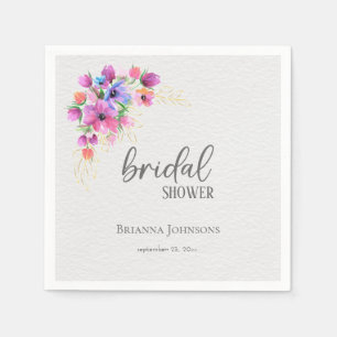 Bright Flowers Golden Greenery Bridal Shower Napkin