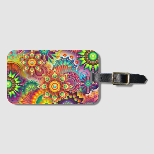 Bright Flowers Luggage Tag (Front Horizontal)