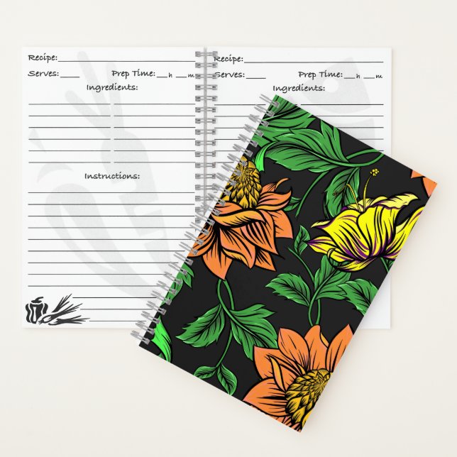 Bright Flowers Pop from Black Background Notebook (Inside)