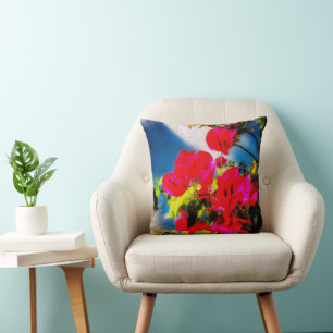 Bright Flowers Throw Pillow