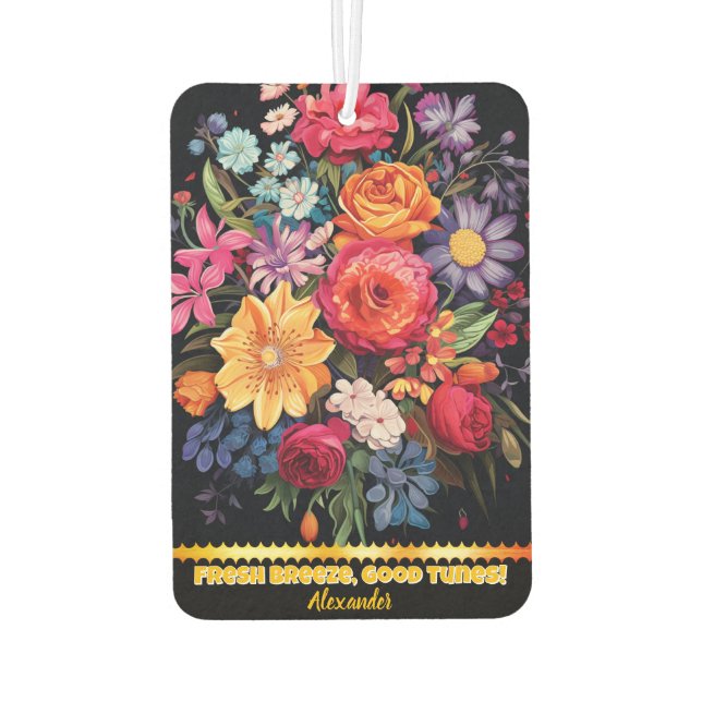 Bright flowers to freshen the air car air freshener (Back)